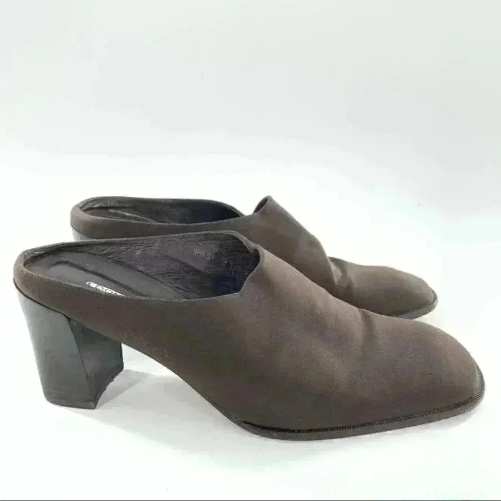 Donald J pliner heels size 8.5 chocolate brown square toe vintage 90s academia